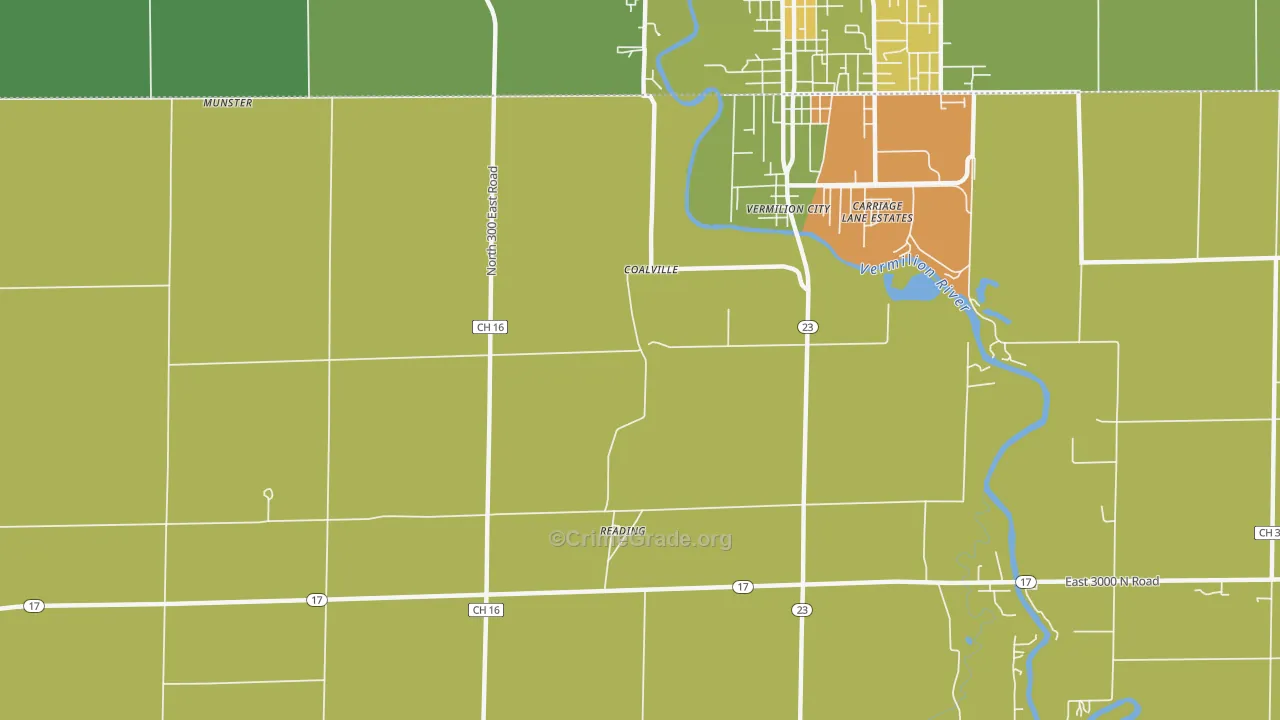 Reading, IL Map of Drug-Related Crime Rates