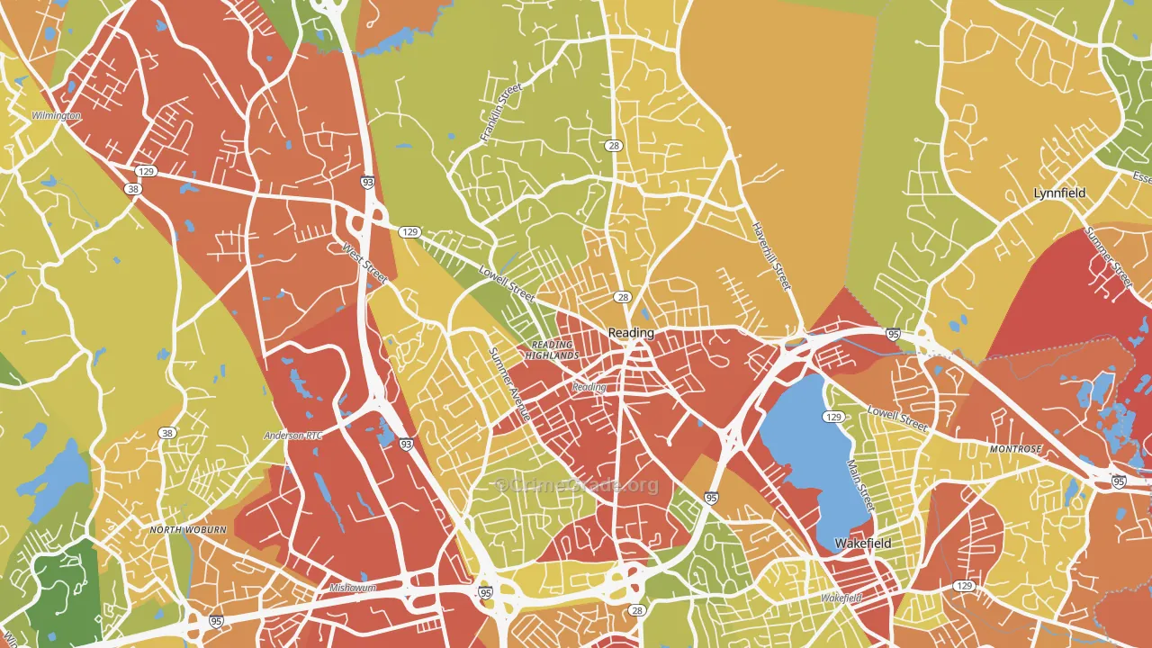 Reading, MA Map of Drug-Related Crime Rates