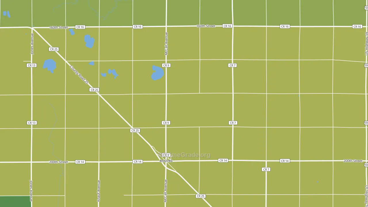 Reading, MN Map of Drug-Related Crime Rates