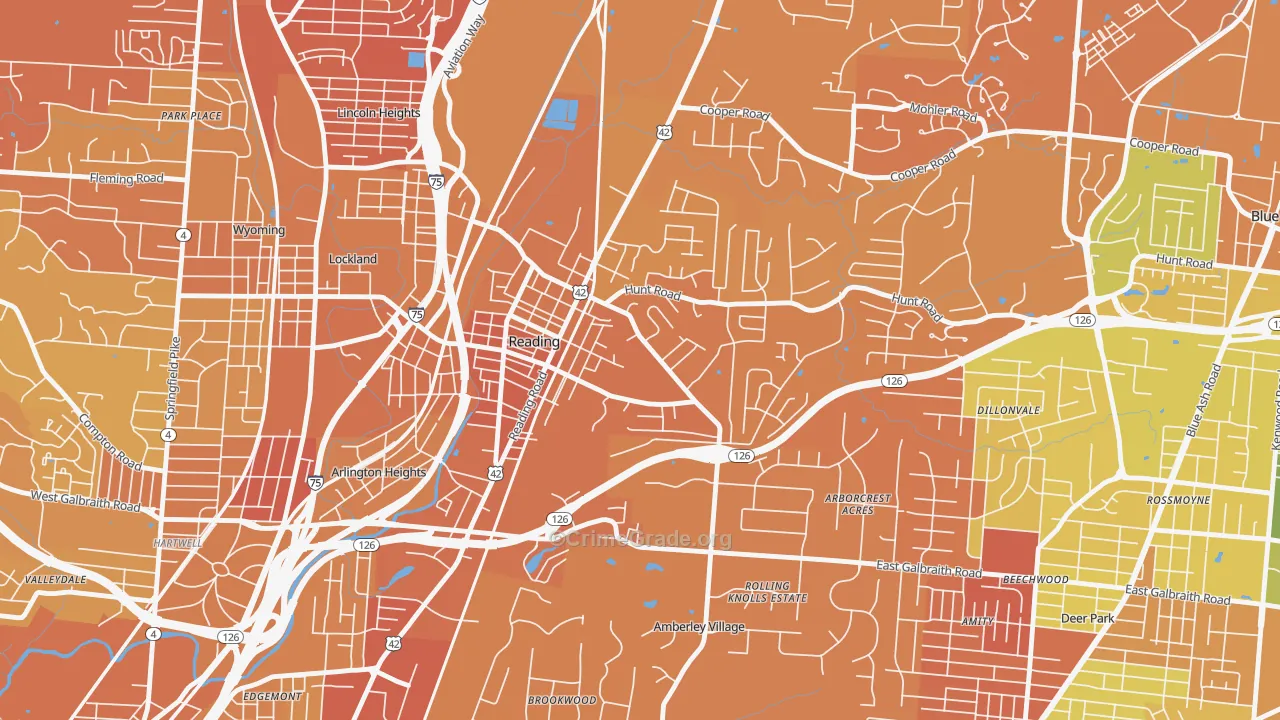 Reading, OH Map of Drug-Related Crime Rates