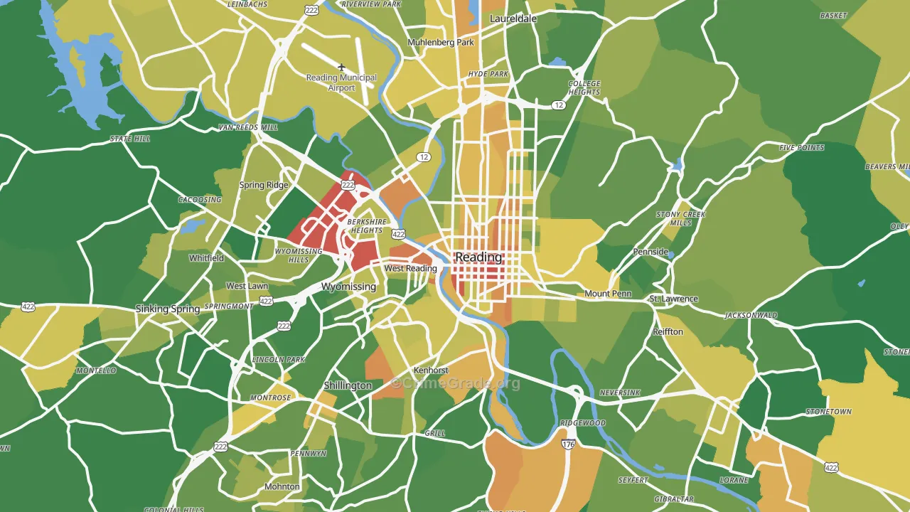 Reading, PA Map of Drug-Related Crime Rates
