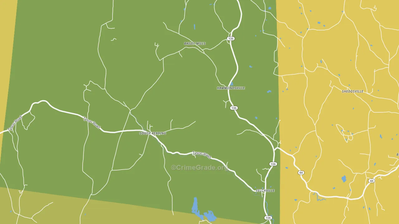 Reading, VT Map of Drug-Related Crime Rates