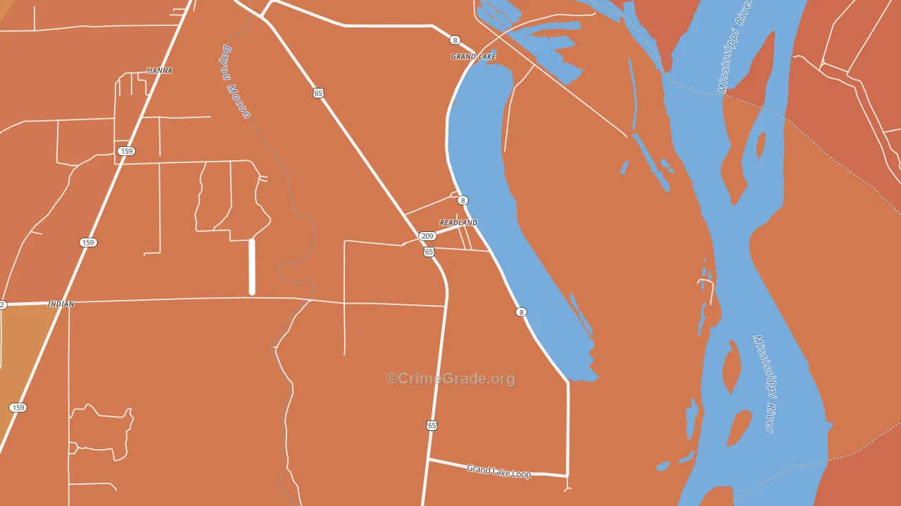 Readland, AR Map of Drug-Related Crime Rates