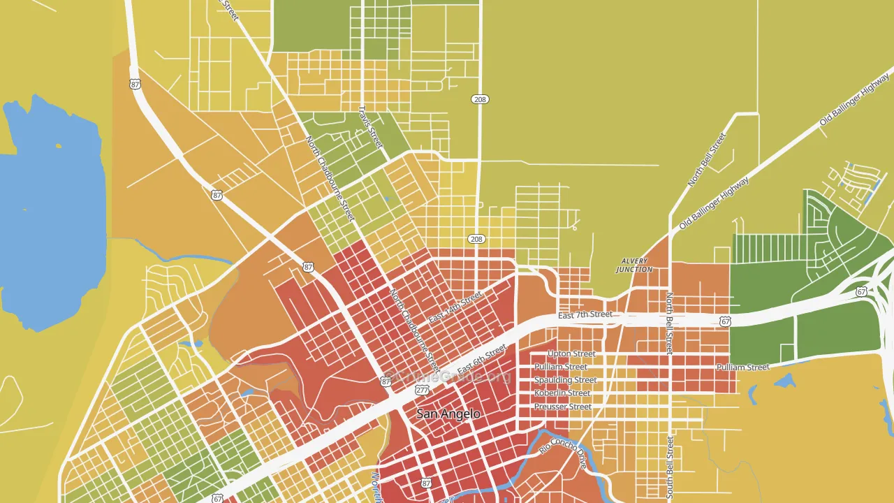 Reagan, San Angelo, TX Map of Drug-Related Crime Rates