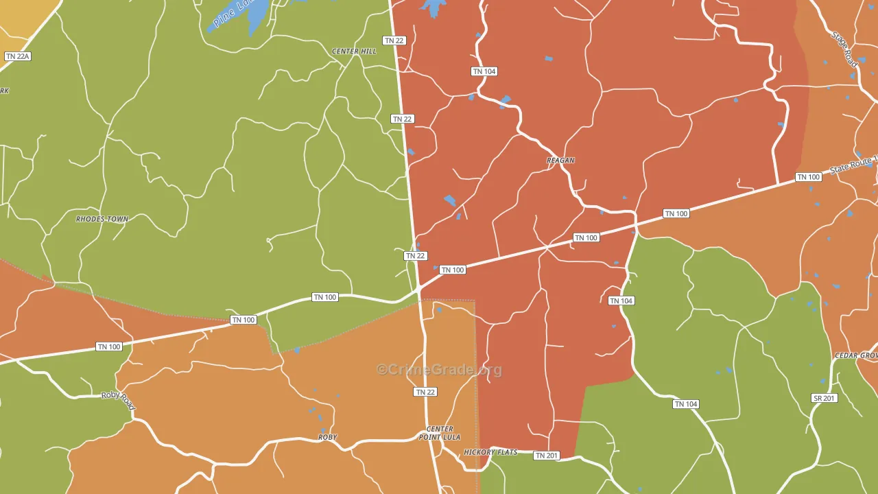 Reagan, TN Map of Drug-Related Crime Rates