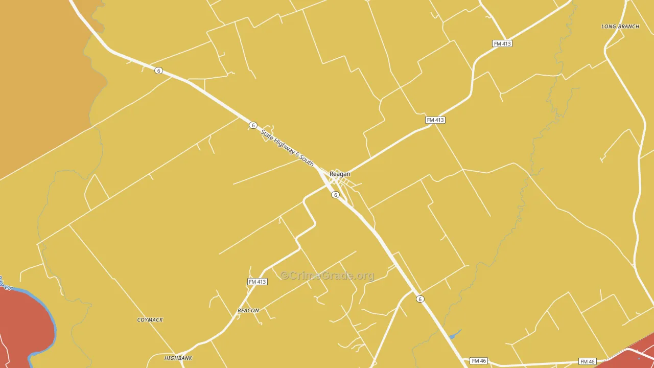 Reagan, TX Map of Drug-Related Crime Rates