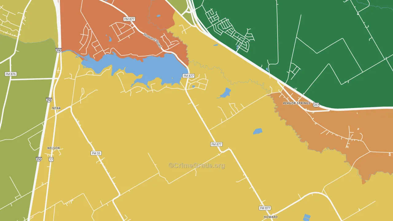 Reagor Springs, TX Map of Drug-Related Crime Rates