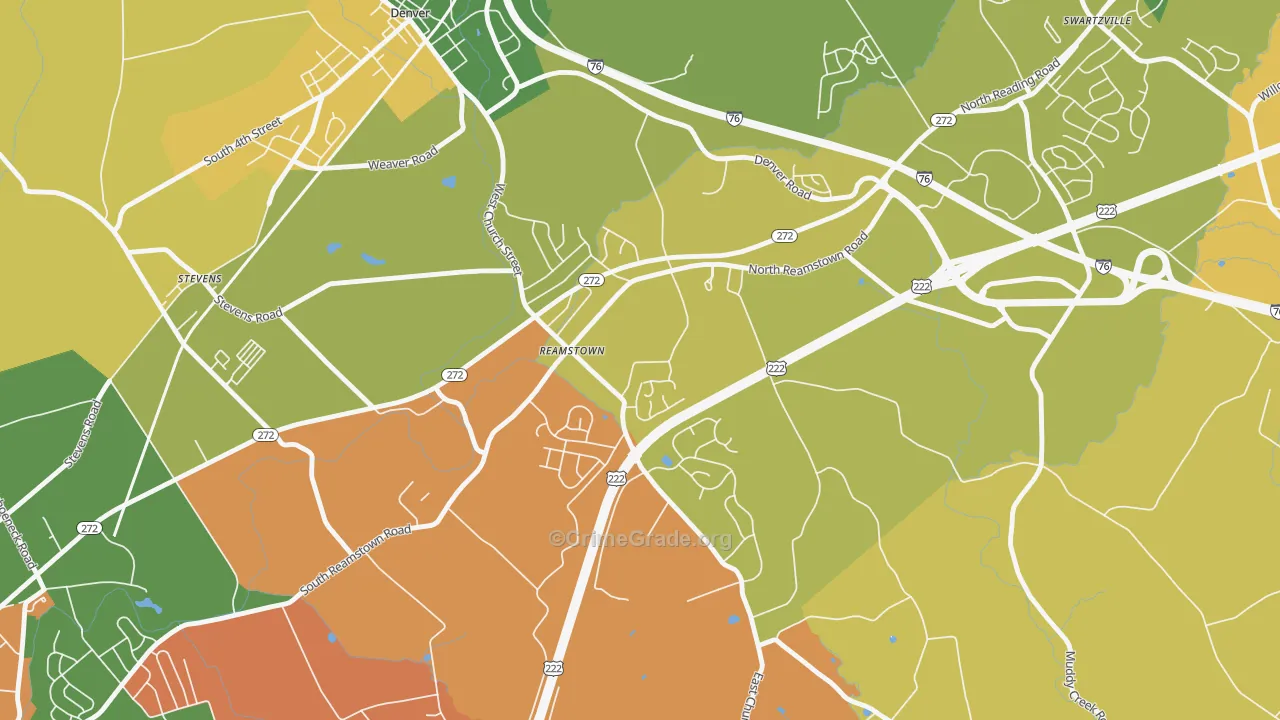 Reamstown, PA Map of Drug-Related Crime Rates