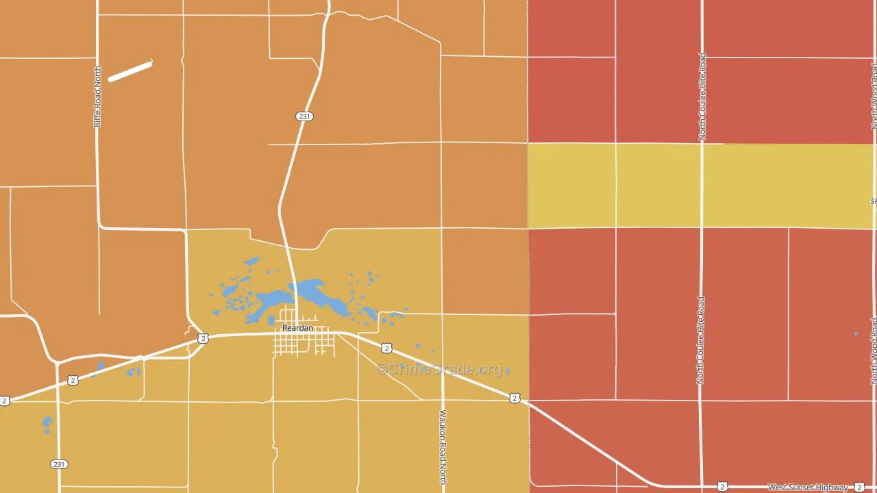 Reardan, WA Map of Drug-Related Crime Rates