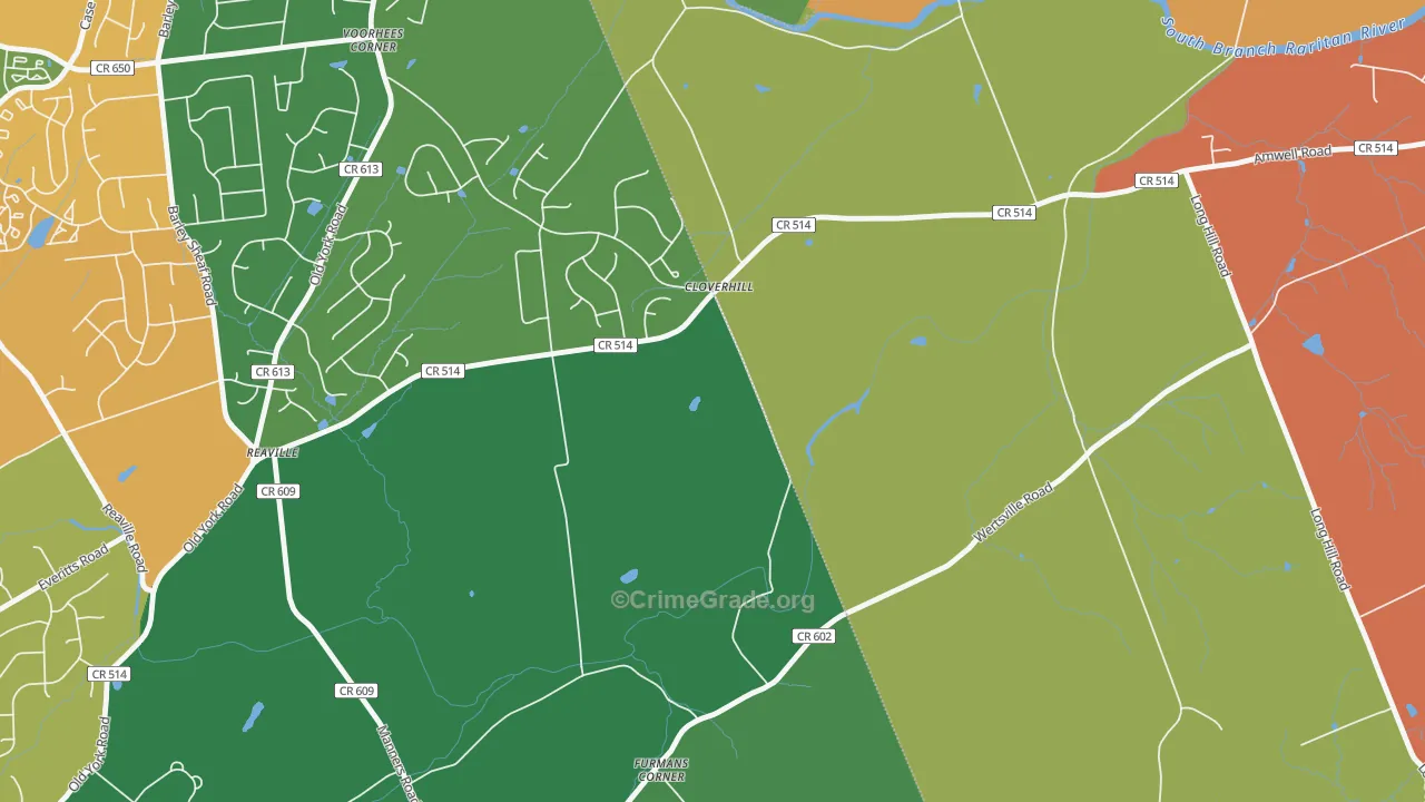Reaville, NJ Map of Drug-Related Crime Rates