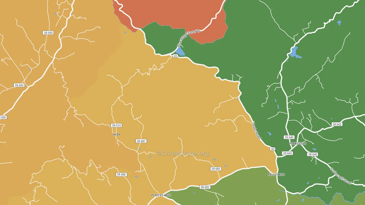 Reba, VA Map of Drug-Related Crime Rates