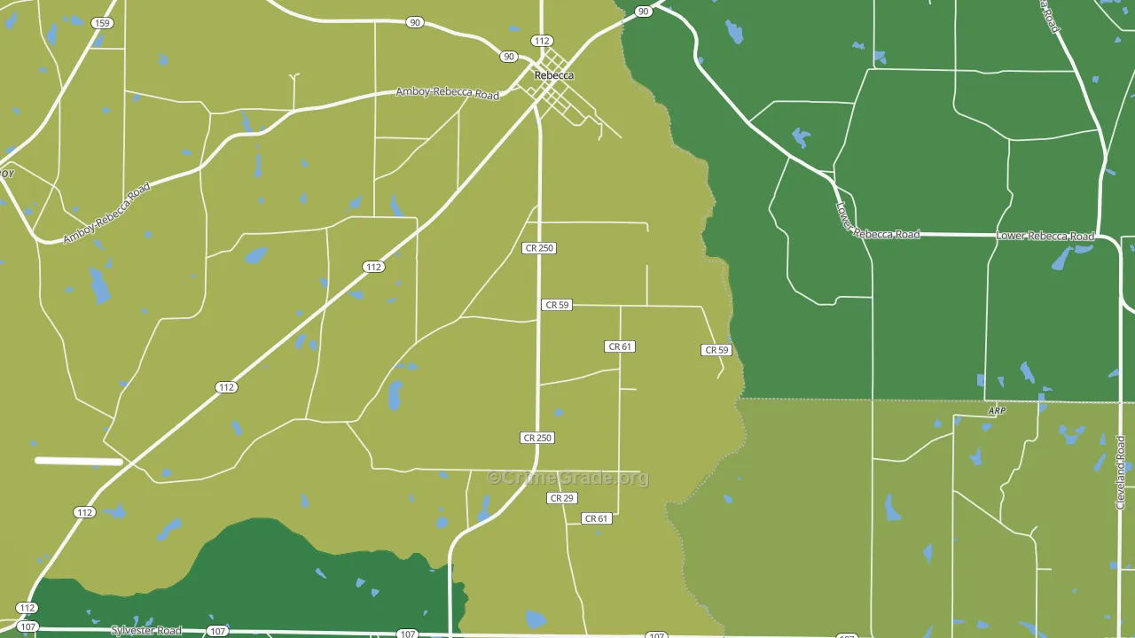 Rebecca, GA Map of Drug-Related Crime Rates