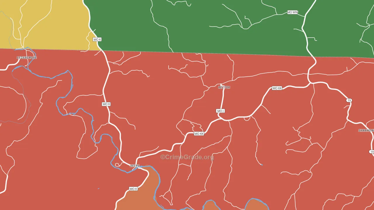 Rector, MO Map of Drug-Related Crime Rates