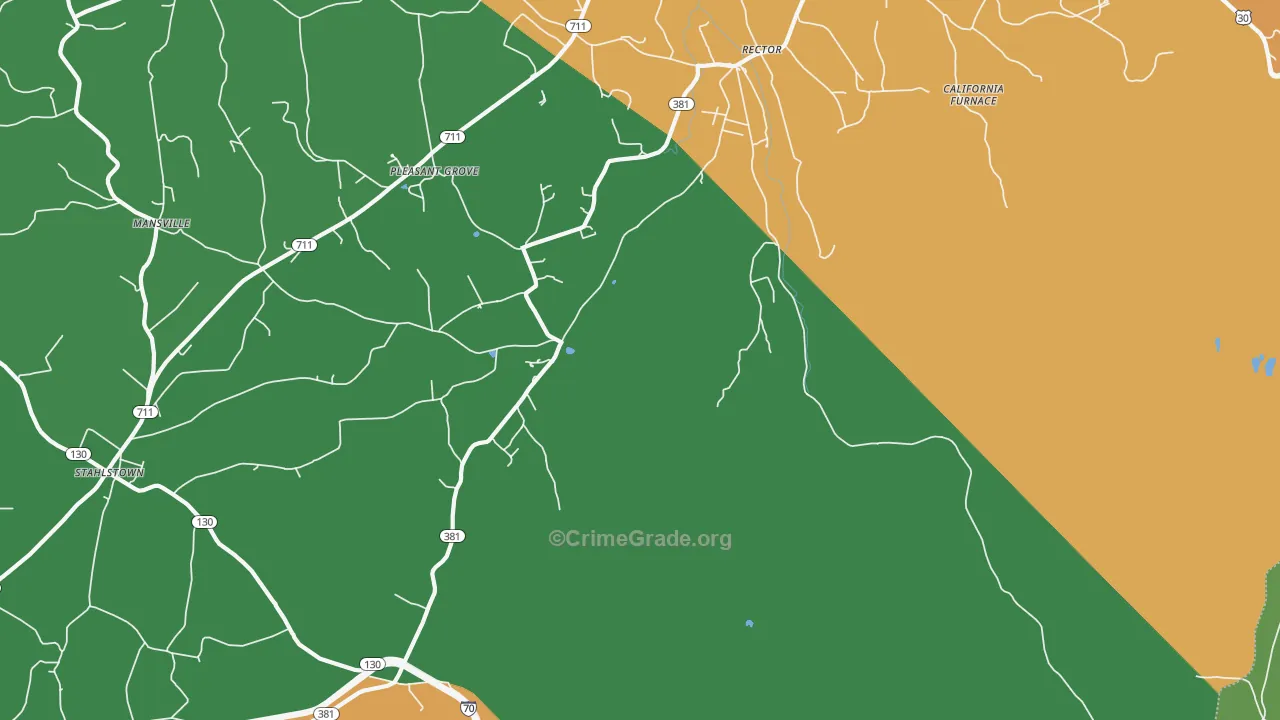 Rector, PA Map of Drug-Related Crime Rates