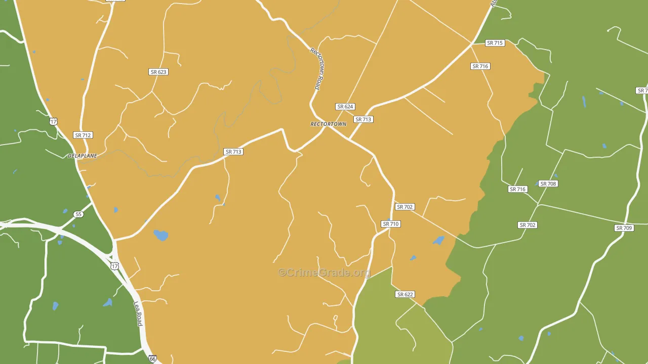 Rectortown, VA Map of Drug-Related Crime Rates