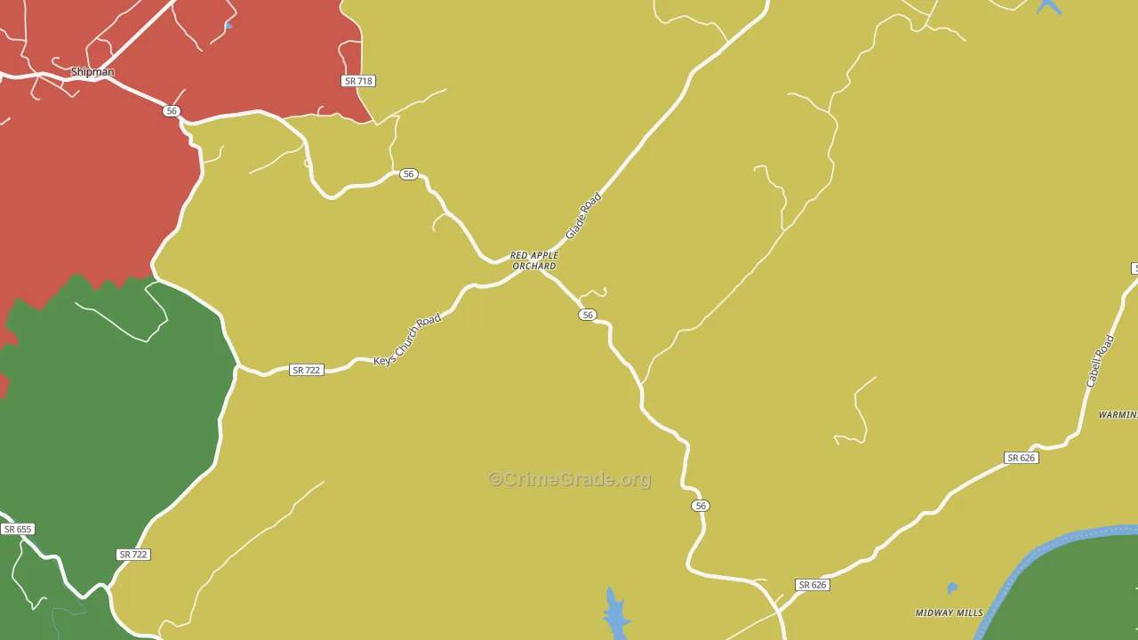 Red Apple Orchard, VA Map of Drug-Related Crime Rates