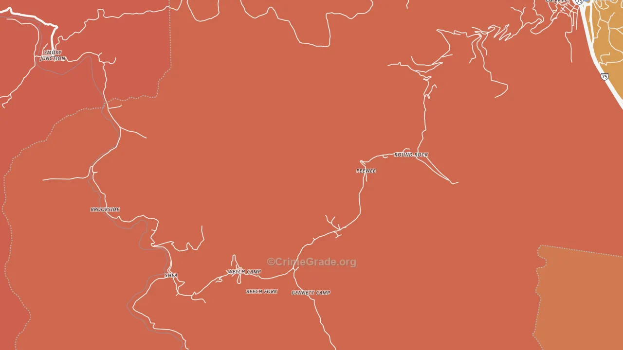 Red Ash, TN Map of Drug-Related Crime Rates