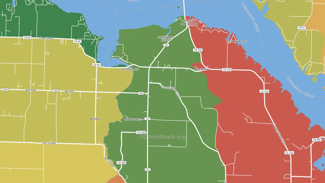 Red Bank, AL Map of Drug-Related Crime Rates