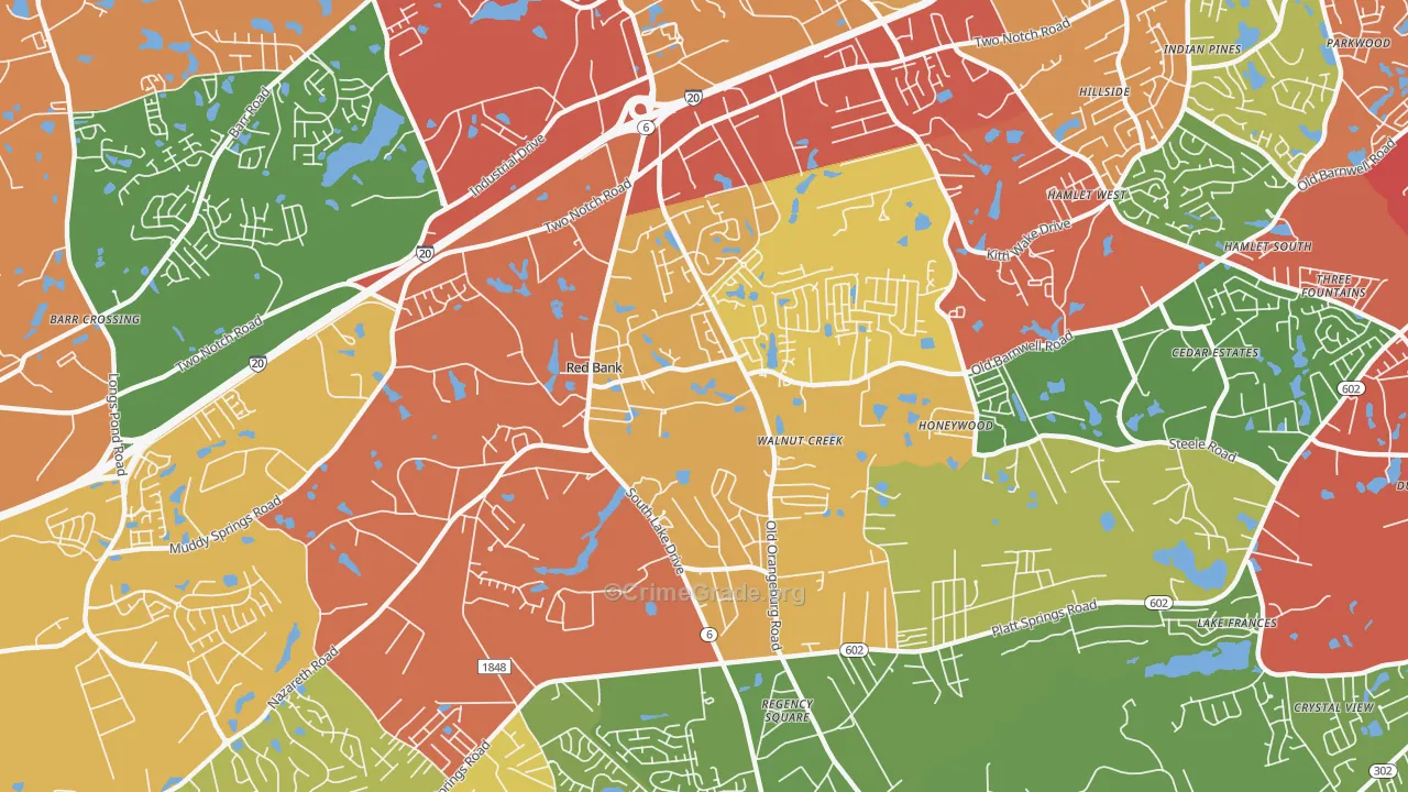 Red Bank, SC Map of Drug-Related Crime Rates