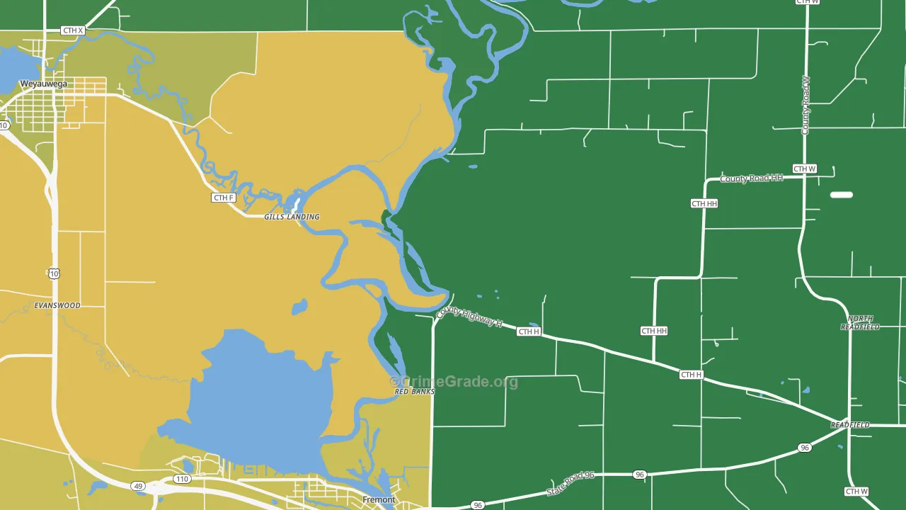 Red Banks, WI Map of Drug-Related Crime Rates