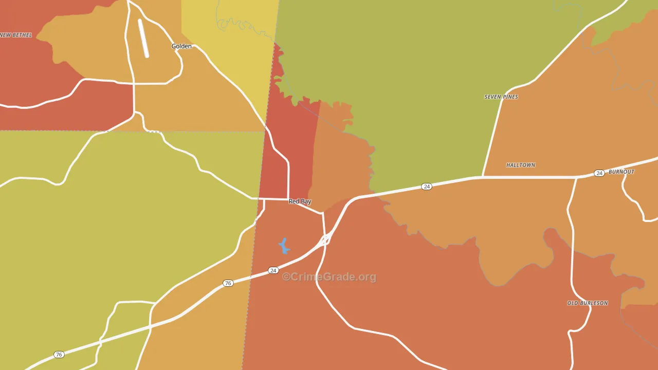 Red Bay, AL Map of Drug-Related Crime Rates