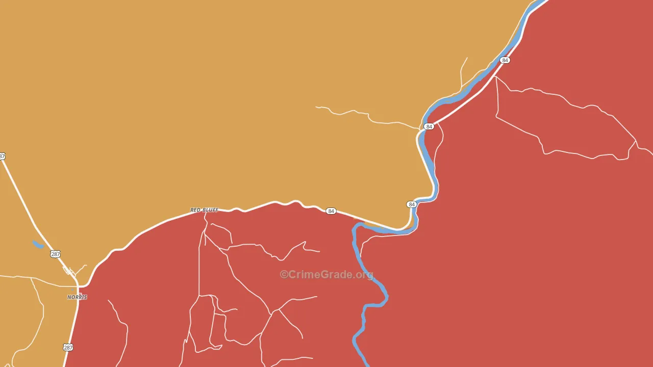 Red Bluff, MT Map of Drug-Related Crime Rates