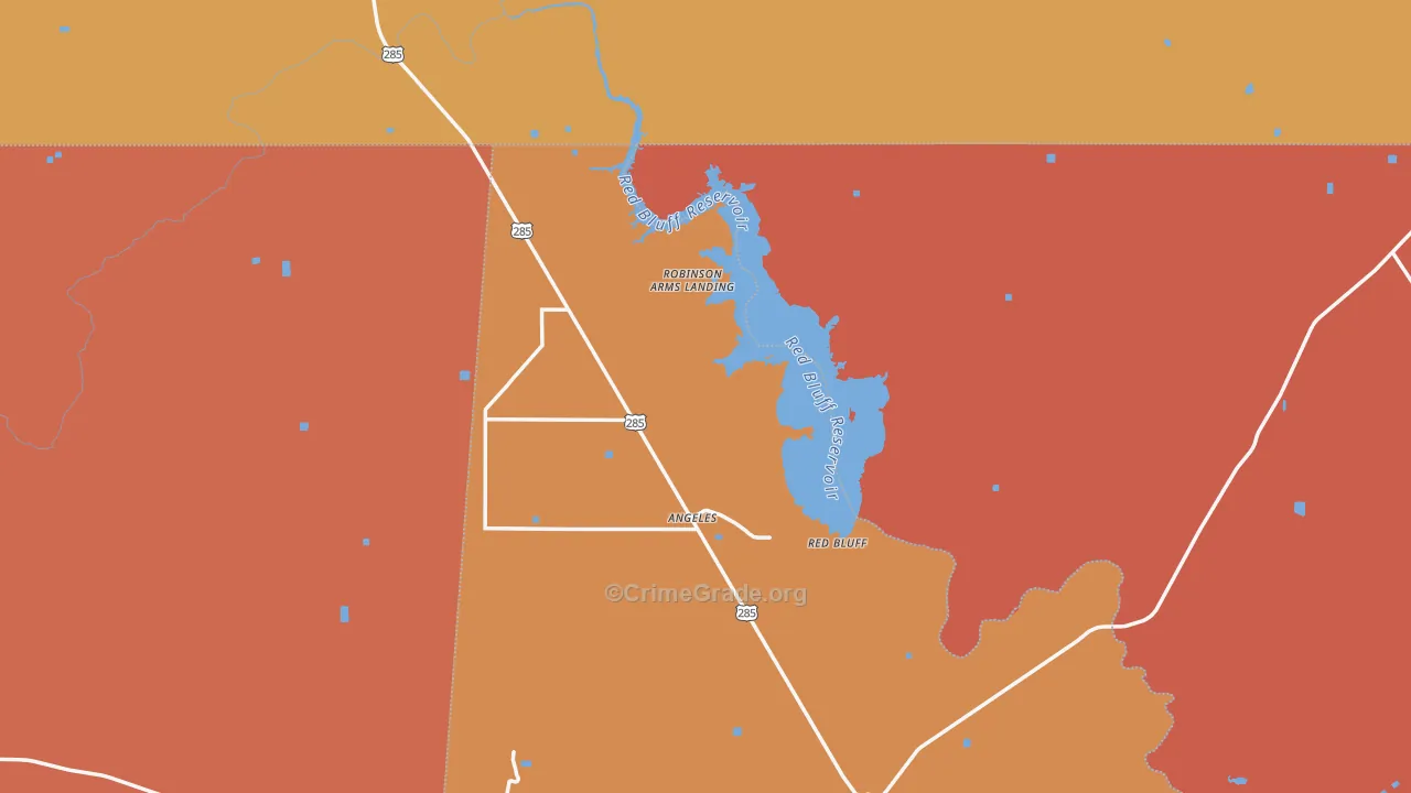 Red Bluff, TX Map of Drug-Related Crime Rates