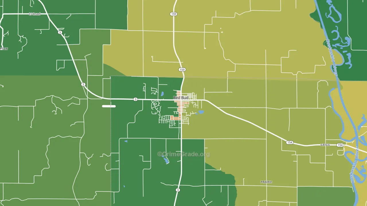 Red Bud, IL Map of Drug-Related Crime Rates