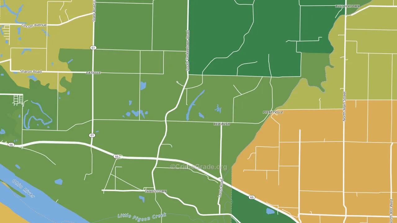 Red Bush, IN Map of Drug-Related Crime Rates