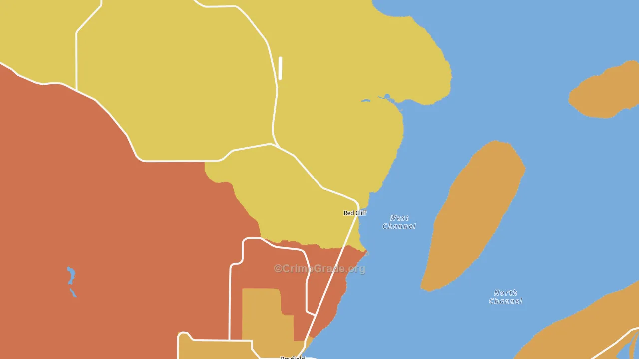 Red Cliff, WI Map of Drug-Related Crime Rates