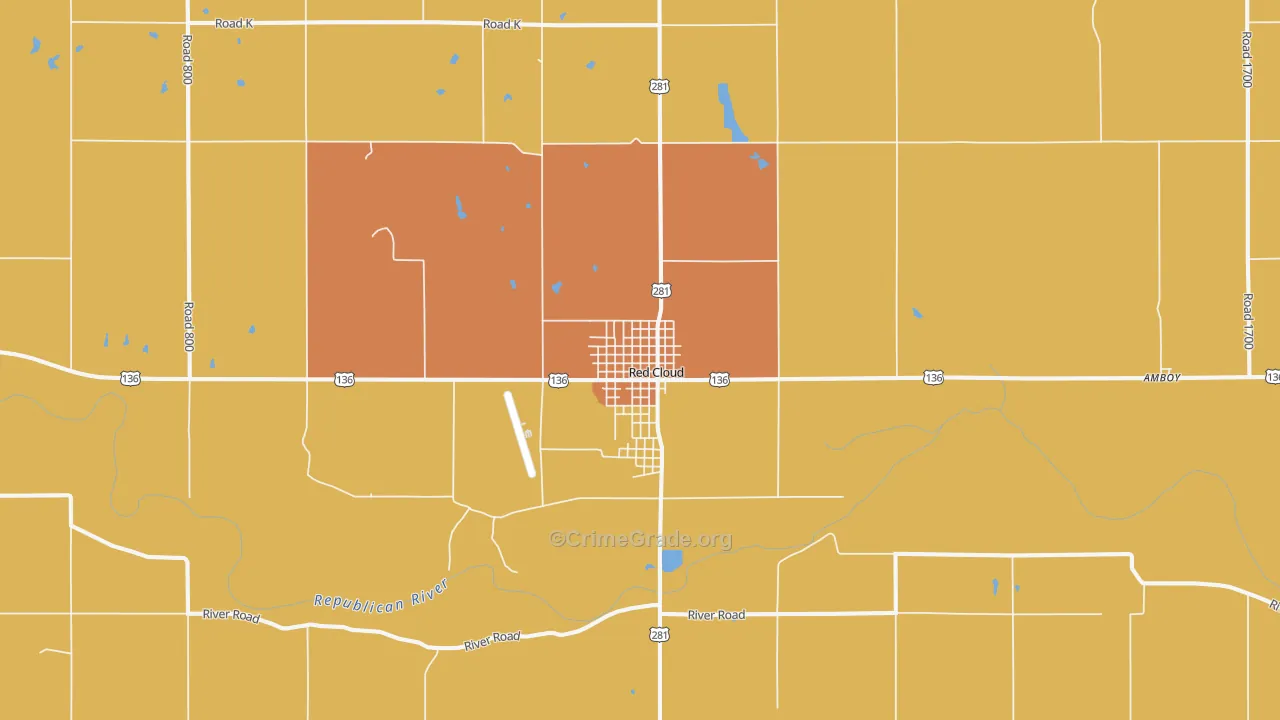 Red Cloud, NE Map of Drug-Related Crime Rates