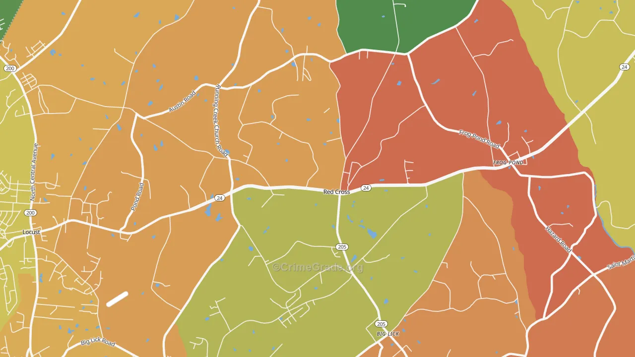 Red Cross, NC Map of Drug-Related Crime Rates