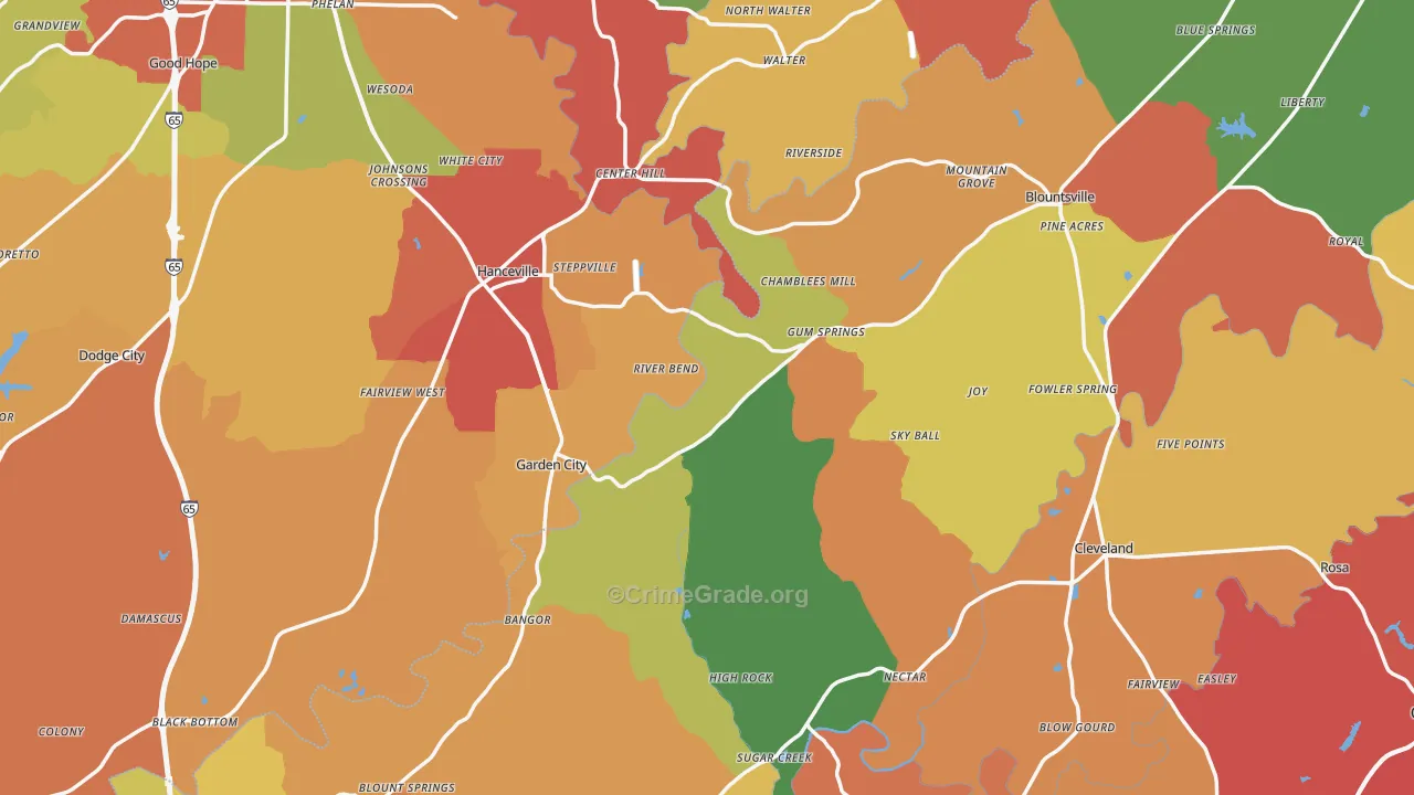 Red Hill, AL Map of Drug-Related Crime Rates