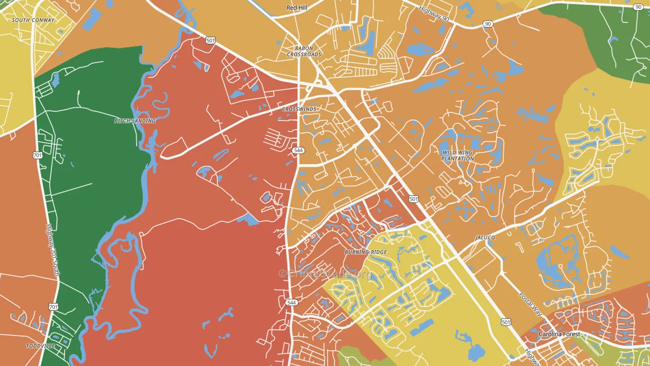 Red Hill, SC Map of Drug-Related Crime Rates