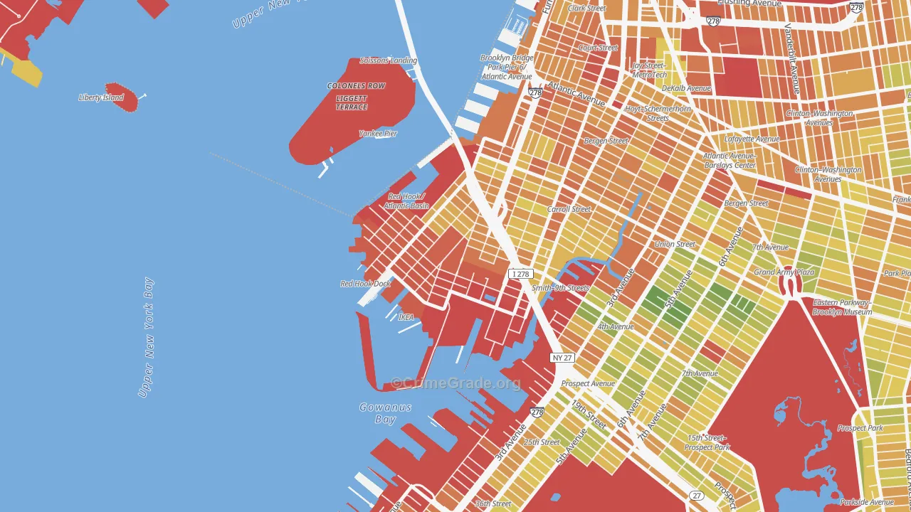 Red Hook, Brooklyn, NY Map of Drug-Related Crime Rates