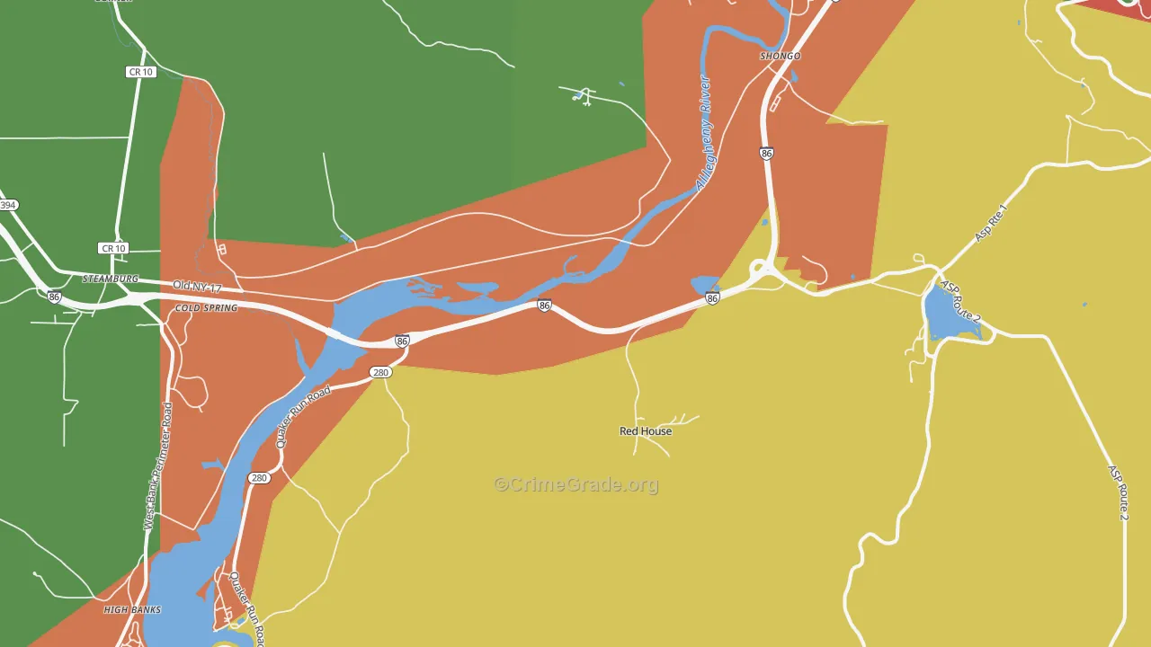 Red House, NY Map of Drug-Related Crime Rates
