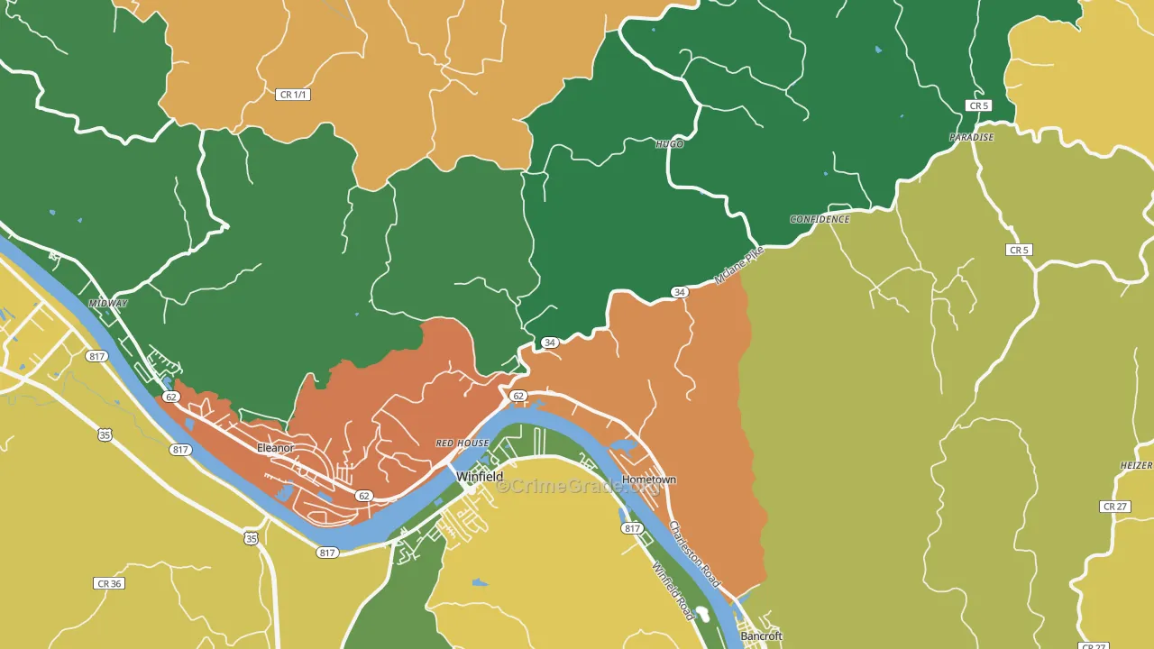 Red House, WV Map of Drug-Related Crime Rates