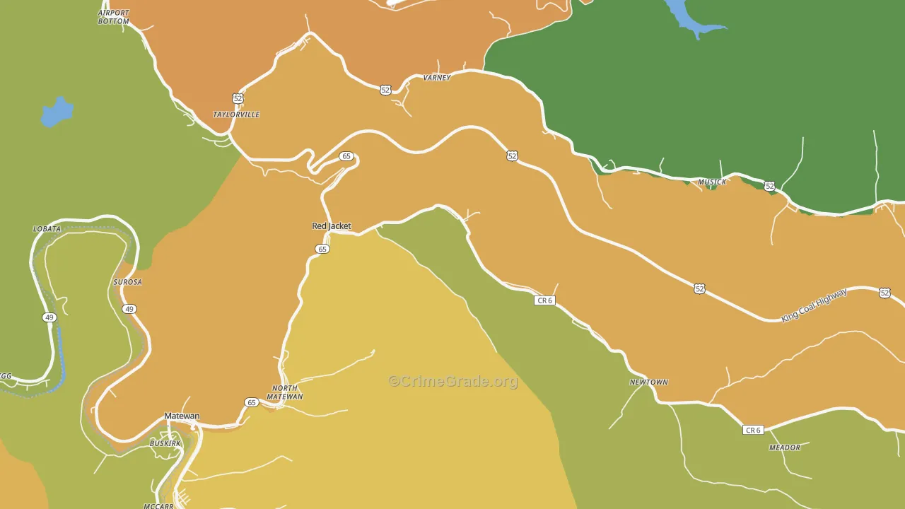 Red Jacket, WV Map of Drug-Related Crime Rates