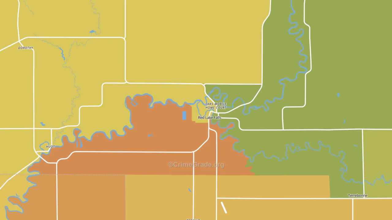 Red Lake Falls, MN Map of Drug-Related Crime Rates