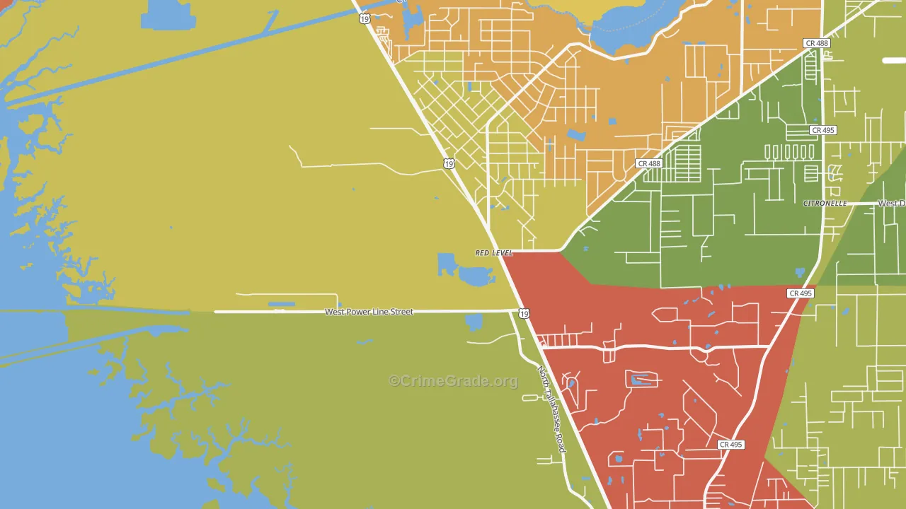 Red Level, FL Map of Drug-Related Crime Rates