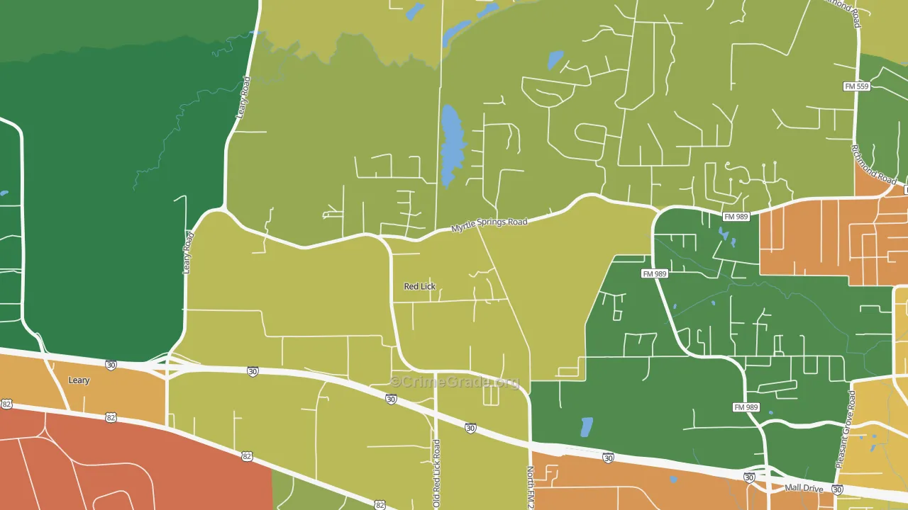 Red Lick, TX Map of Drug-Related Crime Rates