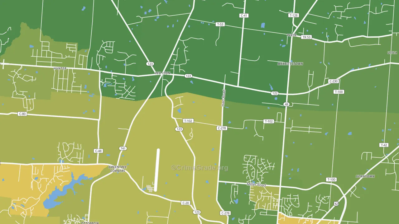 Red Lion, OH Map of Drug-Related Crime Rates