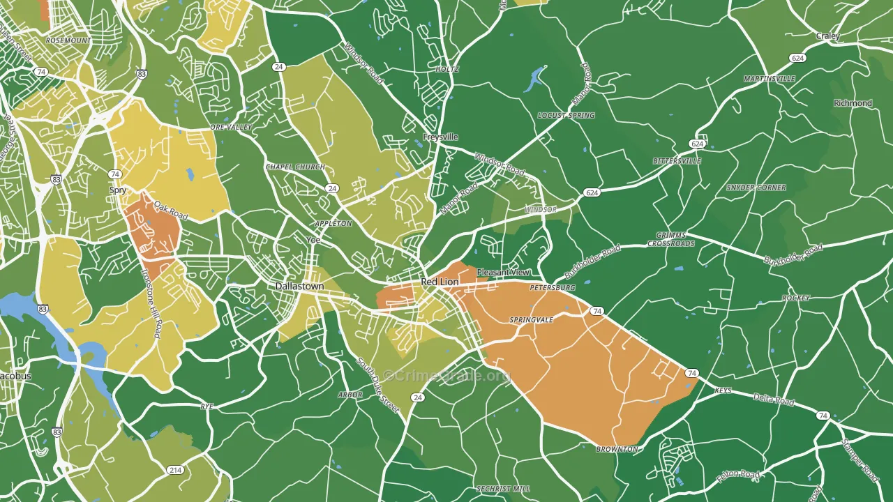 Red Lion, PA Map of Drug-Related Crime Rates