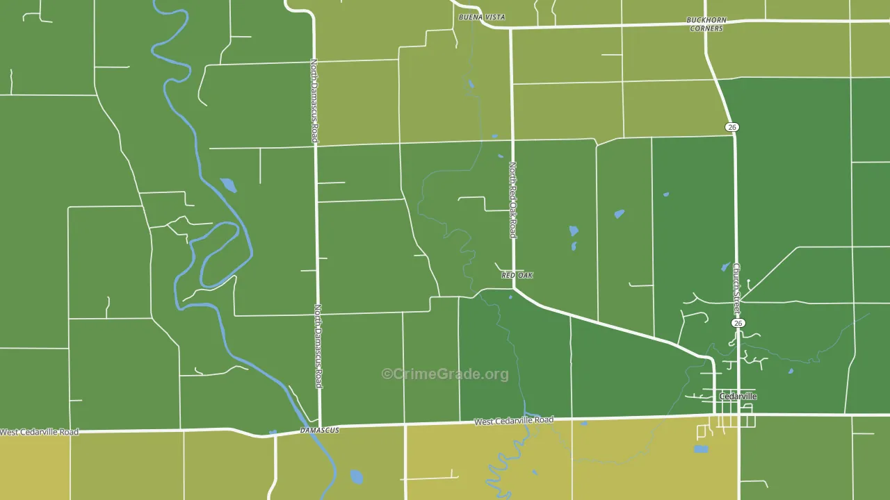 Red Oak, IL Map of Drug-Related Crime Rates