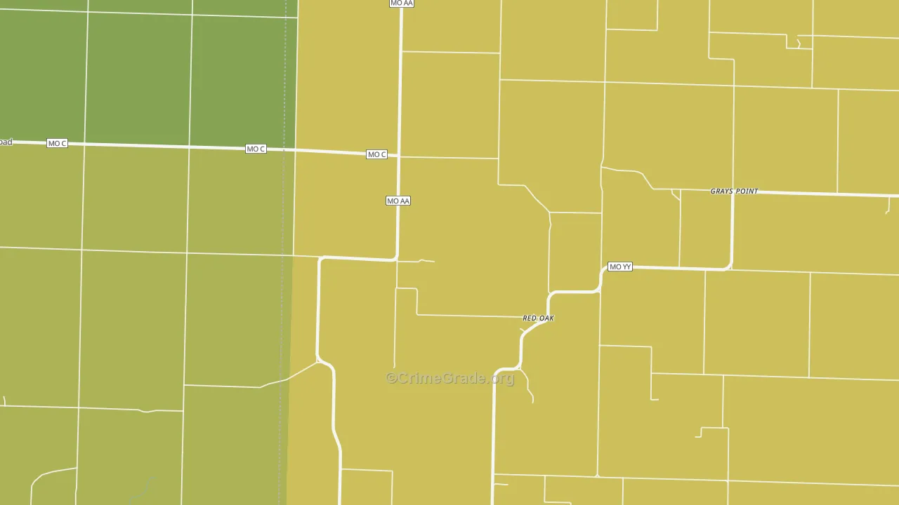 Red Oak, MO Map of Drug-Related Crime Rates