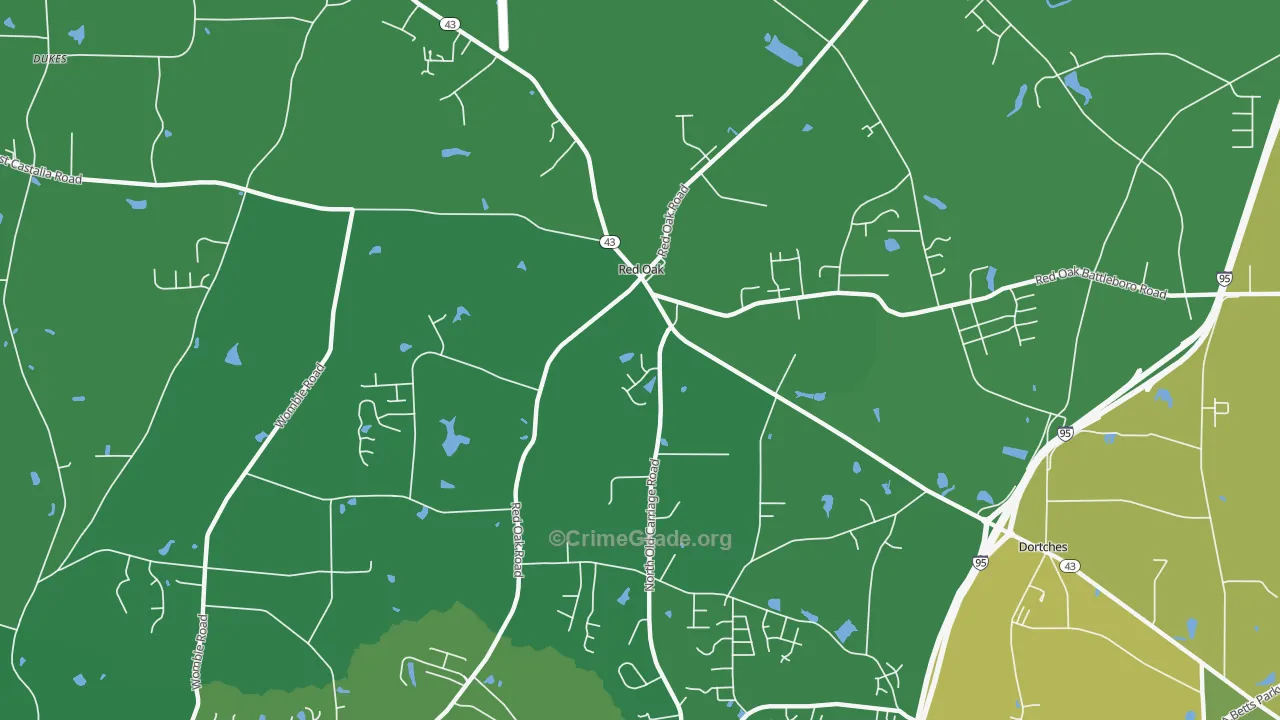Red Oak, NC Map of Drug-Related Crime Rates