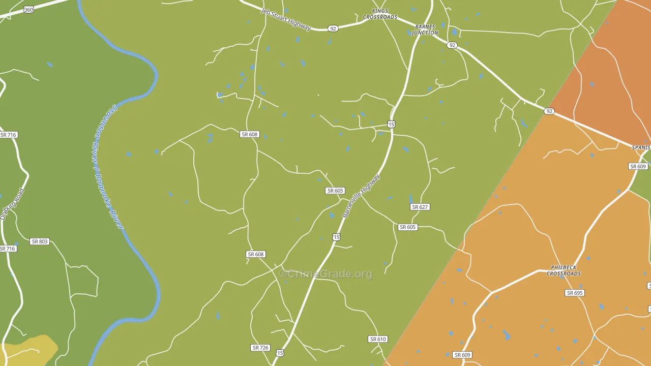 Red Oak, VA Map of Drug-Related Crime Rates