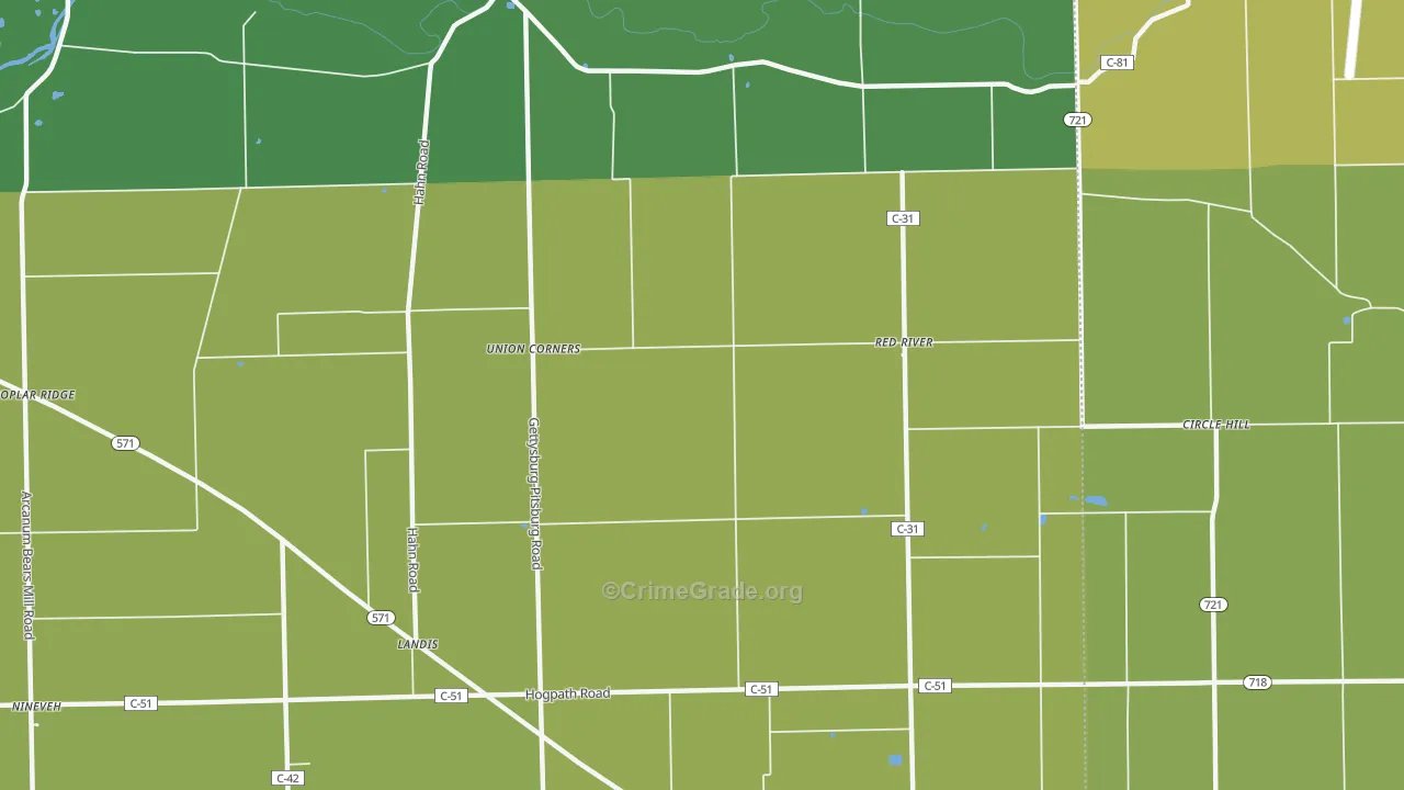Red River, OH Map of Drug-Related Crime Rates