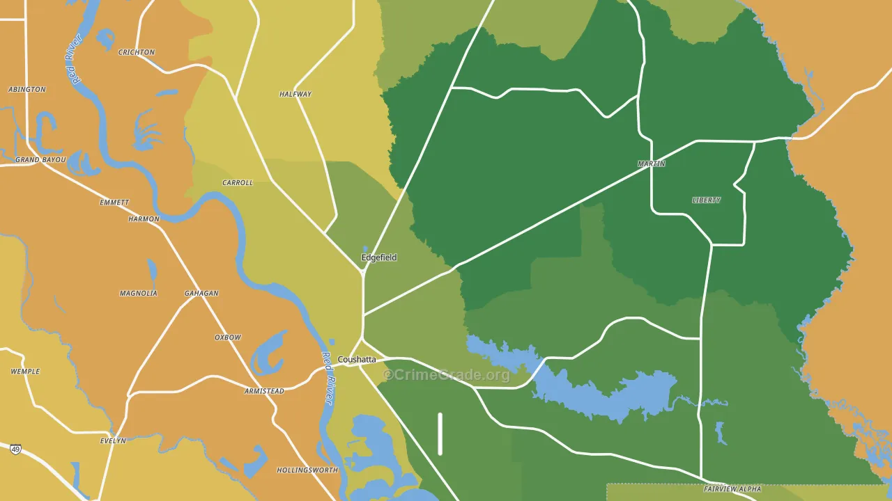 Red River Parish, LA Map of Drug-Related Crime Rates