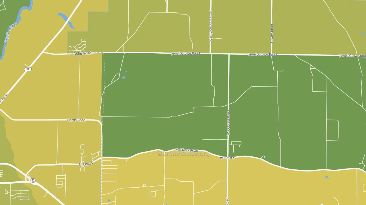 Red Rock, GA Map of Drug-Related Crime Rates